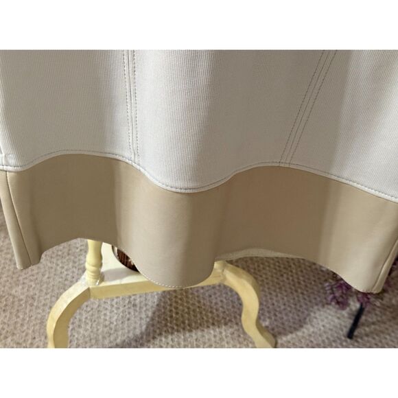 Helmut Lang Creamy Slash Lamb Leather Panel Dress Size 4 So Chic! - Picture 5 of 7